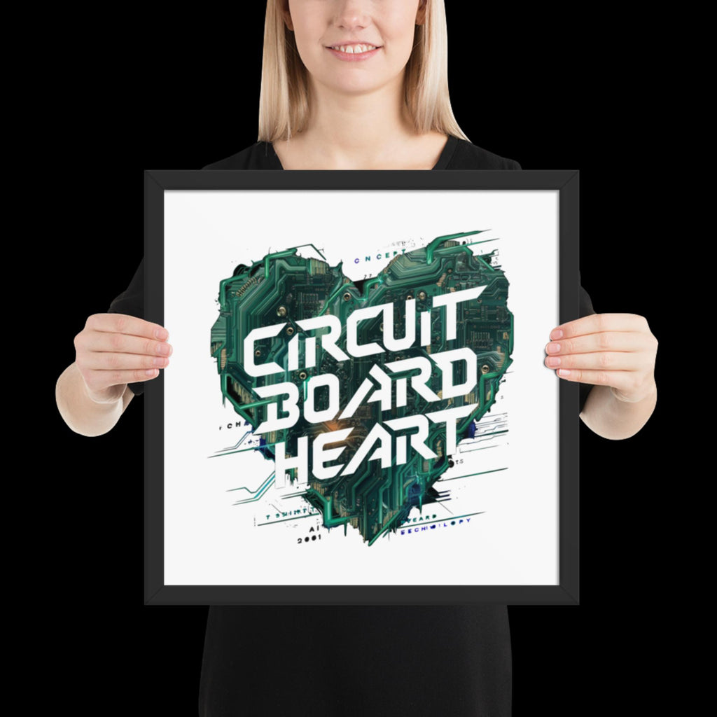 "Circuit Board Heart" Framed Poster