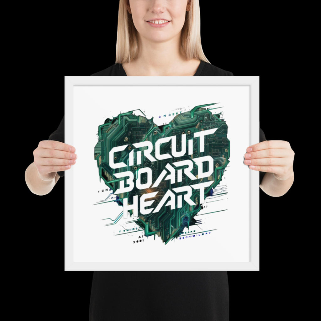 "Circuit Board Heart" Framed Poster