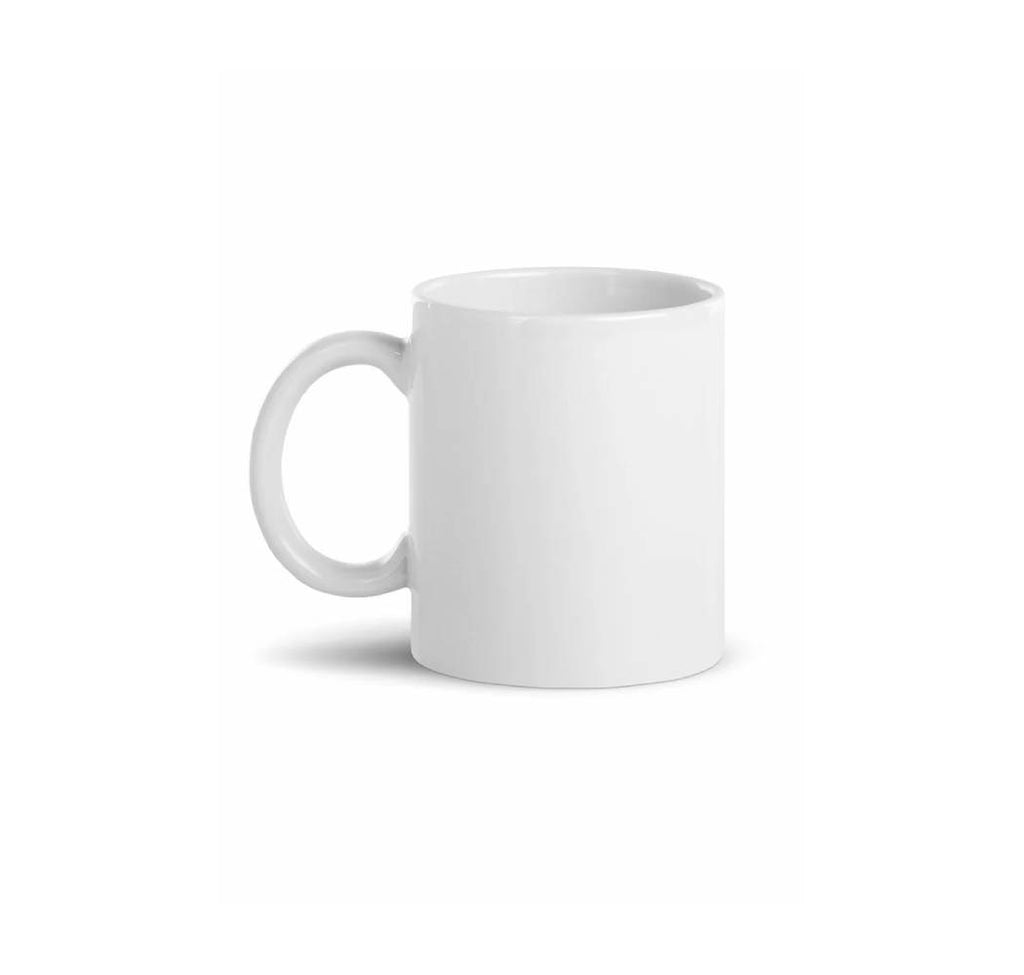 White blank ceramic glossy mug, 11-ounce size