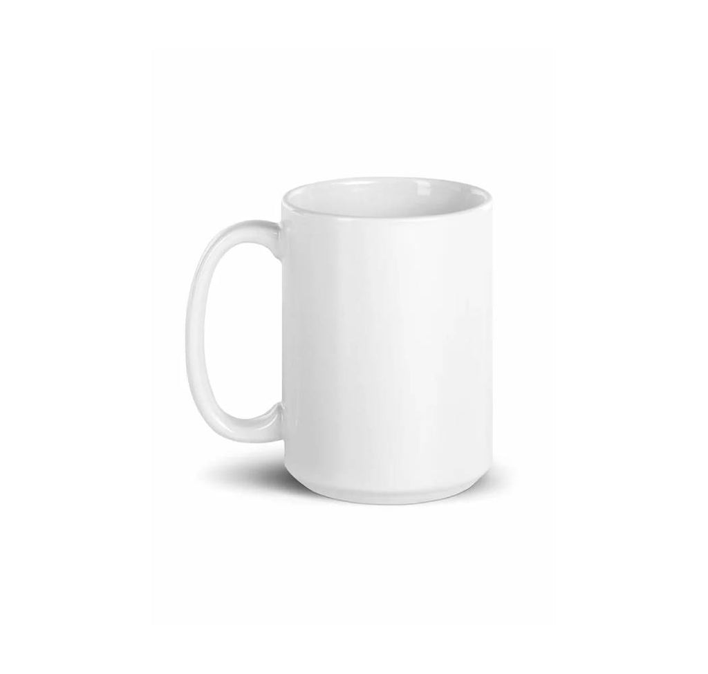 White blank ceramic glossy mug, 15-ounce size