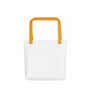 White blank tote bag with yellow handle front view